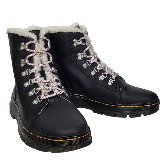 New Dr Martens combs faux fur shearling lined leather combat boots black winter - Picture 4 of 12